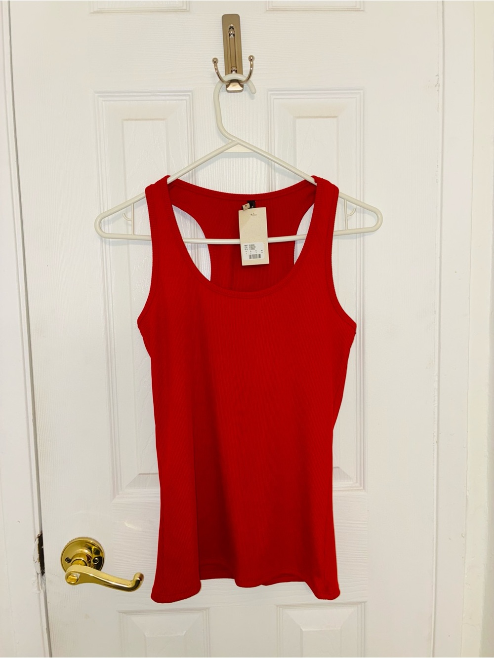 Women’s Red Ribbed Tank Top - Classic Scoop Neck